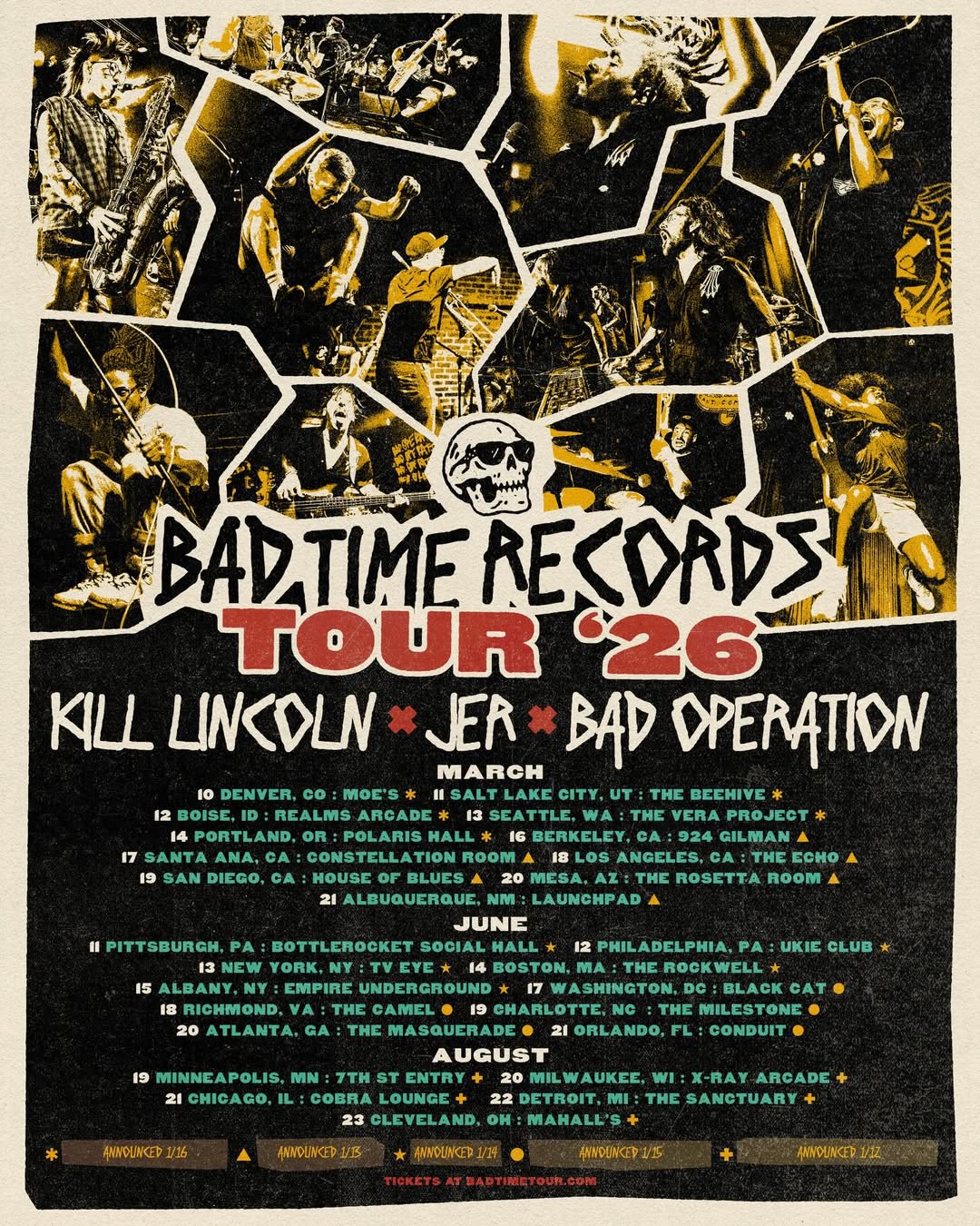 JER Bad Time Records Tour Poster 2026